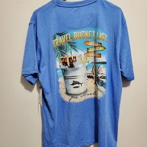 NWT JOE MARLIN Mens T Shirt SZ LARGE Beer Brew Rum Bucket List Graphic Tee BLUE